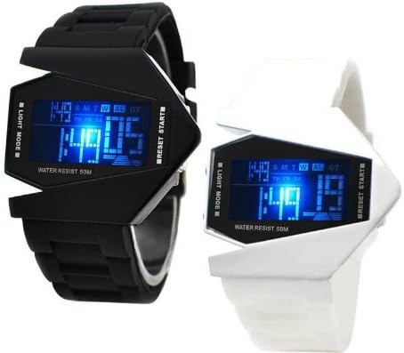 Watch Led watch Bomber Flashlight LED+12/24Hrs Military Force Sport Digital Calendar Cuff Watch (Black)