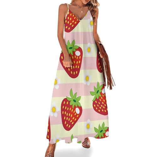 Robe maxi rouge fraise fluide de plage pour les vacances d'été