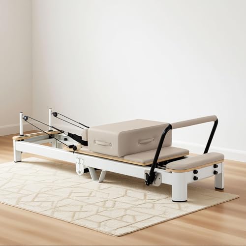 BIOCOR Ultra3.0 Foldable Pilates Reformer Machine, Aluminum Pilates Equipment, Wooden Extended Pilates Machine with Sitting Box, Jump Board and Springs for Home and Studio