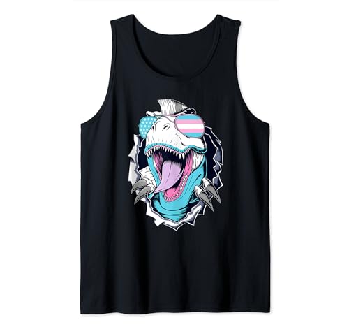 Genderfluid Dinosaur LGBT-Q Pride Ally T-Rex Hombres Mujeres Camiseta sin Mangas