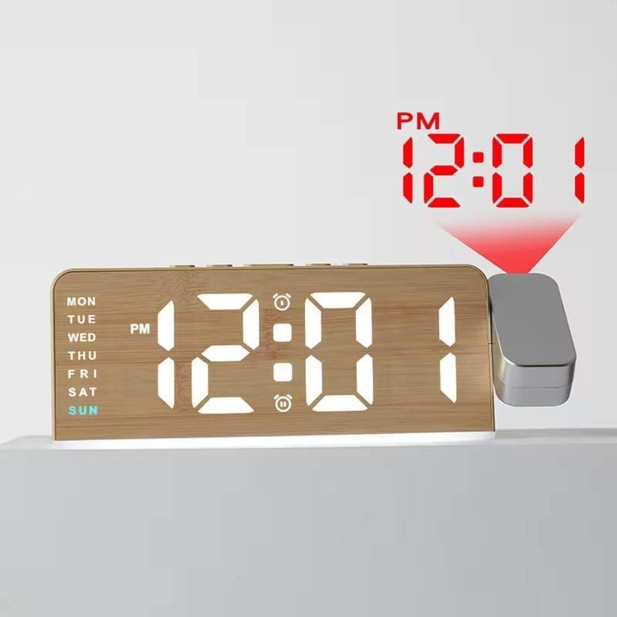 Projection Digital Table Alarm Clock with LED Display, Snooze Feature