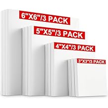 12 Pcs Mini Stretched Canvas for Painting, 3/4/5/6 Inch Blank Profile Square Painting Canvas Small Professional Paint Canva for Kids and Art Supplies for Acrylics, Oils