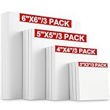 12 Pieces Assorted Size Mini Art Canvas Stretched for Craft Painting Drawing (3 Inches/ 4 Inches/ 5 Inches/ 6 Inches)