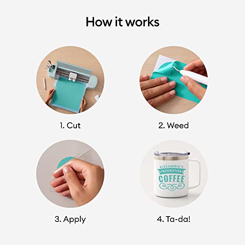 Image of Cricut Premium Permanent Vinyl Roll (12 in x 15 ft), Weather-Resistant, Dishwasher-Safe & Fade-Proof, Compatible w Cricut Cutting Machines, Create Signs, Labels, & Personalize DIY Projects, Light Blue