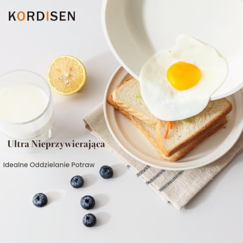 Kordisen 28 cm Indukcyjna Patelnia Ceramiczna, Patelnia Nieprzywierająca z Pokrywką, Zdrowa i Nietoksyczna, bez PFOA i PFAS