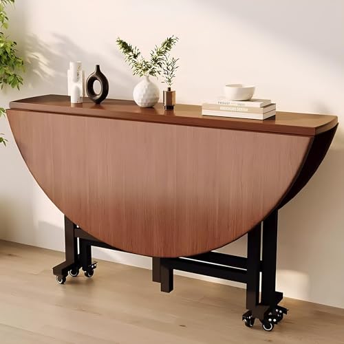 LENNOWALL Mesa de Comedor Plegable, Mesa de Comedor abatible con 6 Ruedas, Mesa de Cocina Plegable, Mesa de Comedor Estilo Granja, mesas abatibles Que ahorran Espacio para Espacios pequeños