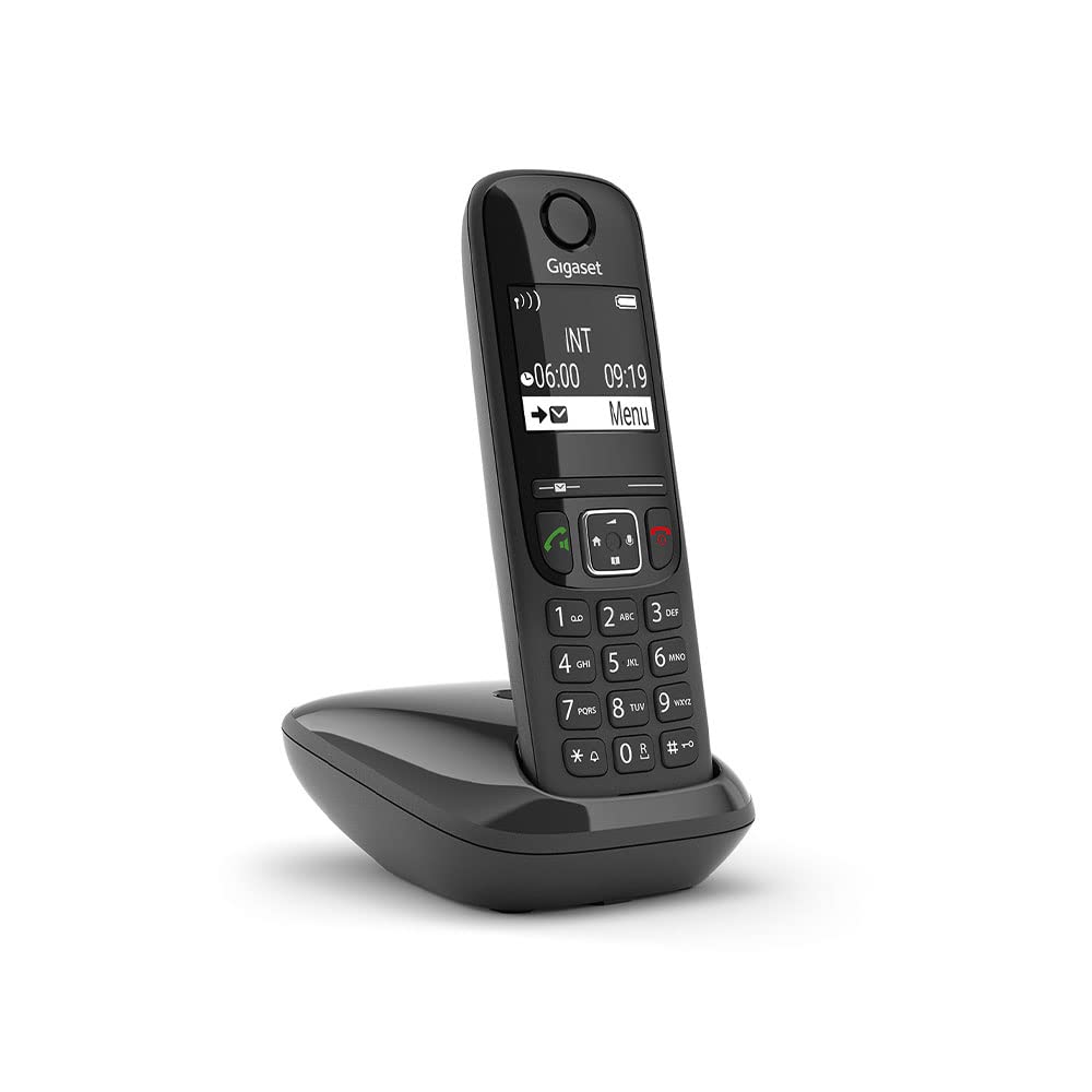 Gigaset AS690 – Mobiles Telefon schnurlos mit Freisprecheinrichtung, hohe Qualität, beleuchtete Tastatur und großes Display, Black List, Liste von Anrufen, Quittungen und Verlust, Grau und Schwarz