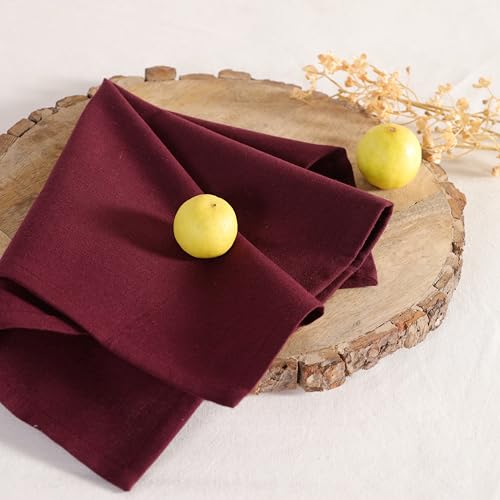 Servilletas de tela de algodón color granate para tus cenas de otoño y mesas del día a día 4