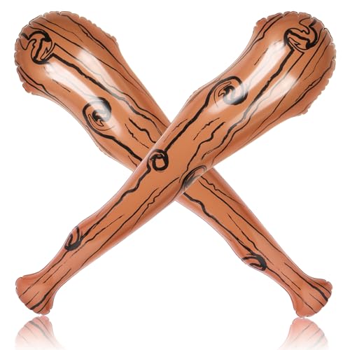 2 Pieces Inflatable Caveman Stick Inflatable Baseball Bat for Theme Party Birthday Swimming Pool Party Cosplay Halloween Costume Accessories Stage Props（35 Inches)