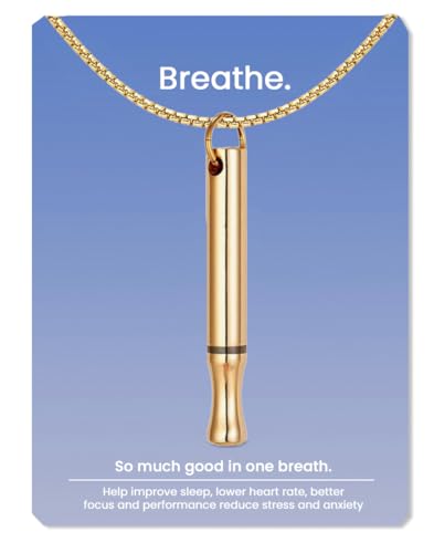 Mindfulness Breathing Necklace, Stress Relief, Stainless Steel Necklace for Deep Breathing Reminder, Anxiety Reducer for Women Men Gift