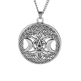 Genérico Colgante de la Diosa Triple Luna Árbol de la Vida Collar Pentaculo Pentagrama Wiccano Amuleto de la Buena Suerte Joyería Pagana