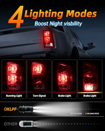 Image of OKLPF Rear Brake Tail Light Assembly Compatible With 2002-2006 Dodge Ram 1500 /2003-2006 Dodge Ram 2500 3500 Pickup # CH2800147 CH280114,Included Bulbs and Harness,Driver and Passenger Side