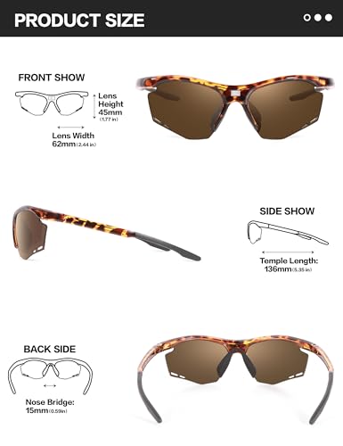 Image of BIRCEN Mens Polarized Sunglasses for Sports: TR90 Lightweight Sun Glasses Wrap Around Shades for Fishing Driving Cycling