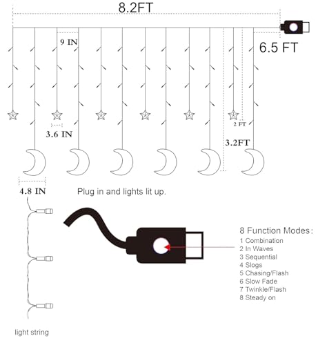 Guirlande lumineuse 138 LED à 8 modes d'éclairage et télécommande USB
