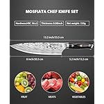 MOSFiATA 8" Super Sharp Professional Chef's Knife with Finger Guard and Knife Sharpener, German High Carbon Stainless Steel EN1.4116 with Micarta Handle and Gift Box - Image 4