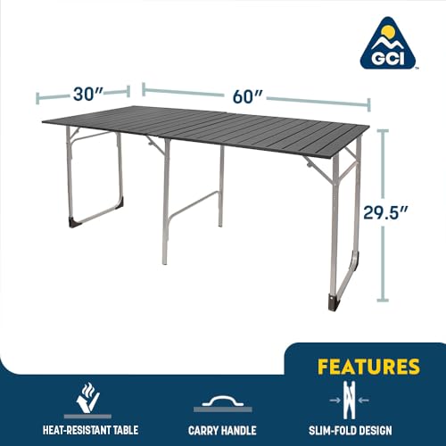 GCI OUTDOOR Slim-Fold Table XL | Portable Outdoor 4-6 Person Dining Table, Heat Resistant Aluminum Tabletop, Perfect for Barbecues, Camping, Picnics & Tailgating - image 3