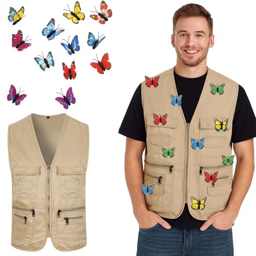 2 Pcs Halloween Butterfly Catcher Costume for Men Women Party Dress Up (M)