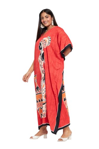 Image of Oussum Women Kaftan Plus Size Polyester Summer Lightweight Caftan Swimsuit Cover Ups Maxi African Mumu Lounge House Dress