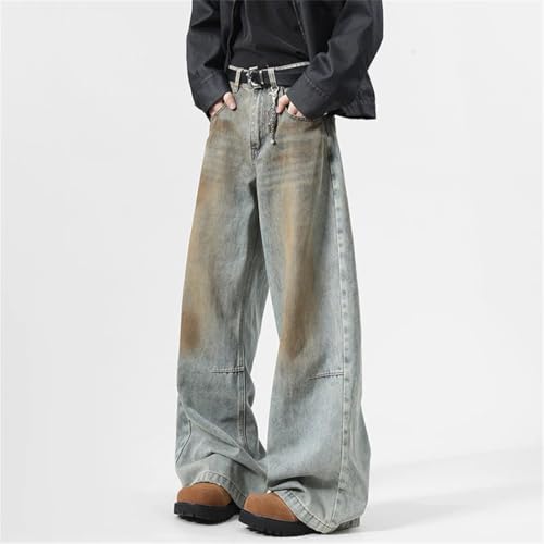 Men's Denim Pants Worn-Out Trousers Wide Leg Menswear Straight Jeans4