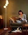 Lightdot 64IN Dimmable (Brightness Adjustable) Globe Floor Lamp, White Standing Lamps with 4PCS 3000K G9 Bulbs Soft Warm White Eye Care, Mid Century Modern Floor Lamp for Living Room