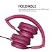 AILIHEN C8 (Upgraded) Headphones with Microphone and Volume Control Folding Lightweight Headset for Cellphones Tablets Smartphones Chromebook Laptop Computer PC Mp3/4 (Rose)