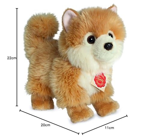 Teddy Hermann 91922 Hund Zwergspitz 22 cm, Kuscheltier, Plüschtier mit recycelter Füllung