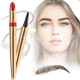Eyebrow Pencil with 4 Micro-Fork Tip Precision Application Waterproof Smudge-Proof 24H Long-Lasting & Easy Glam Look Eyebrow Pen - 2# Dark Brown (A Trendy Shade)