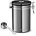 Gourmia GCC9390 Coffee Canister - Stainless Steel Storage container with Airtight Lid, CO2 Vent Valve, Measuring Scoop and Date Tracker Wheel - Holds 1.5lbs Whole Beans or 1.2lbs Grounds, 64 floz