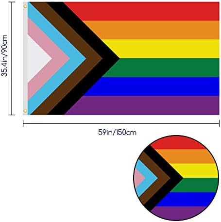 Jsdoin Gay Pride Flags, Rainbow Flags Large for LGBTQ, Progress Gay Pride Flags for Party Parades, Carnivals, Festival Decorations and Celebrations, Indoor and Outdoor (5*3ft, 1pc)