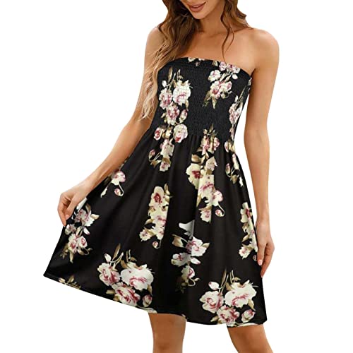 Robe maxi pour femme sans bretelles au style haut solide uni