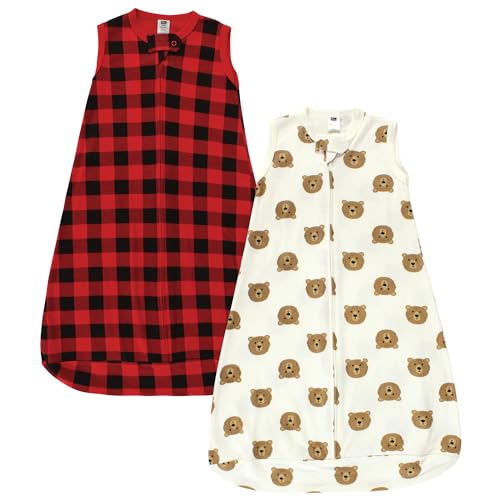 Hudson Baby Unisex Baby Cotton Wearable Sleeping Bag, Sack, Blanket, Brown Bear Sleeveless, 12-18 Months, Brown Bear Sleeveless
