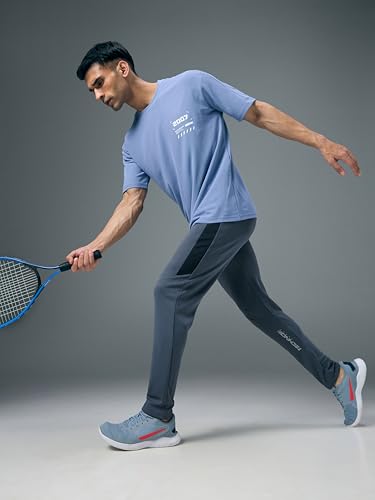 Image of TECHNOSPORT Men's Slim Fit Mid Rise Solid Trackpant with Techno Dry for Gym, Workout & Sports