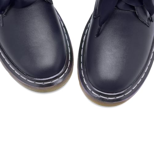 Image of IMPREMEY Mary Janes Oxford Bow Flats Loafers Shoes for Women Round Toe Platform Non-Slip Comfortable Casual Cute Shoes