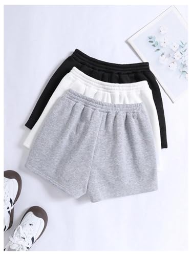 Image of SOLY HUX Girls 3 Packs Sweat Shorts Elastic Waist Casual Summer SweatShorts Teen Apparel