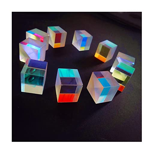 Microscope 10 PCS Optical Glass Square Prism, Defective Cross Dichroic X-Cube Prism, RGB Combiner Splitter, Home Decoration DIY(22X22X21mm)