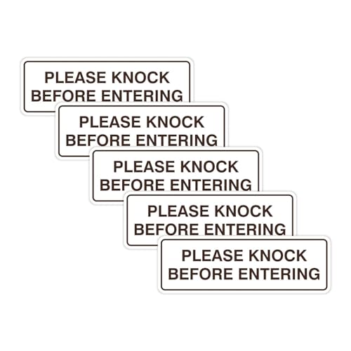 Standard Please Knock Before Entering Sign - Ivory/Dark Brown - Small 5 Pack