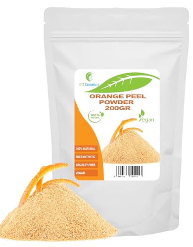 Polvo de cáscara de naranja - 200 gr - Mascarillas faciales, mascarillas capilares, peelings suaves, limpieza, exfoliación, puro y natural