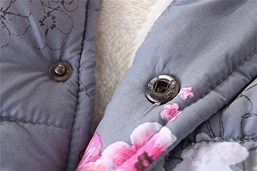 Mud Kingdom B07C56G381 Winter Vest Puffer Little Girls Floral Pattern Fleece Lined Mock Neck Button Up Pink Size 6-7 thumb #5