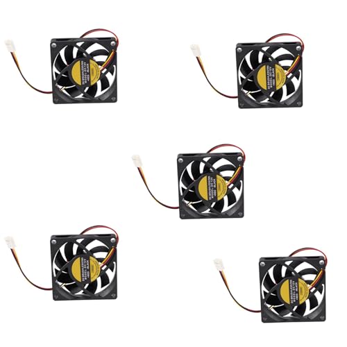 Glayent 5piezas 70X70mm 12V 3-Pines Ventilador de Enfriamiento Enfriador Sin Cepillo DC CPU Caja de Computadora PC Negro