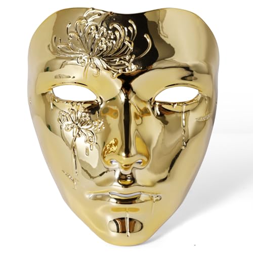 JINYEAH Full Face Masquerade Mask for Men Golden