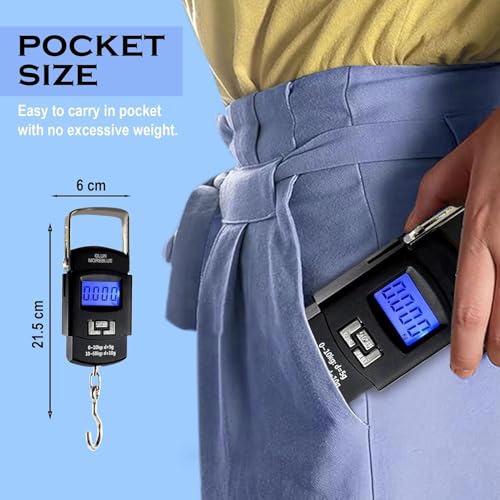 Image of Portable Digital Electronic Weighing Scale - Up to 50kg with LCD Display, Backlight & Tare Function | Lightweight and Compact, Ideal for Travel, Luggage & Home Use