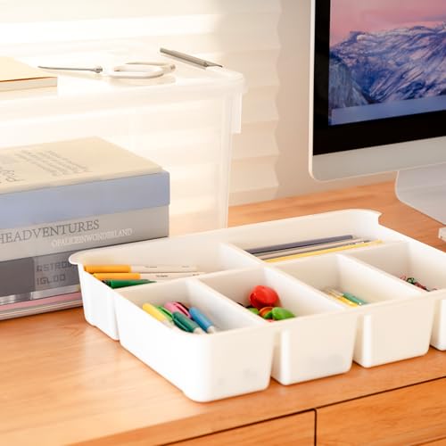 Image of Citylife 32QT 2Packs Clear Craft Organizers and Storage Box with Tray | Stackable Art Supply Organizer Storage Bins with Lids for Beads, Markers, Sewing, Tools, Clothes, Files, Office Supplies