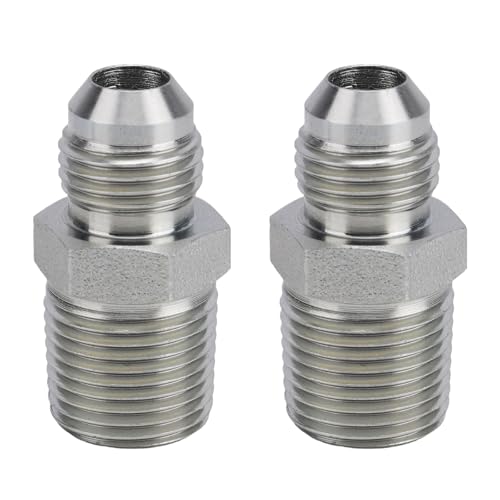 2pcs 3/8 Inch JIC Male Flare x 3/8 Inch NPT Hydraulic Hose Adapter, Pipe Adapter Connector Hydraulic Tube Fittings Accessories