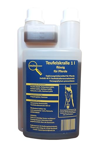 Ergänzparent Teufelskralle flüssig für Pferde und Ponys 1 Ltr. Dosierflasche wertvolles Ergänzungsfuttermittel