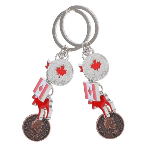 BESTYASH 2pièces Porte-clés Décoratifs Zinc Alliage Drapeau Du Canada Pour Et à Souvenirs Patriotiques Accessoires De Fête Canadienne