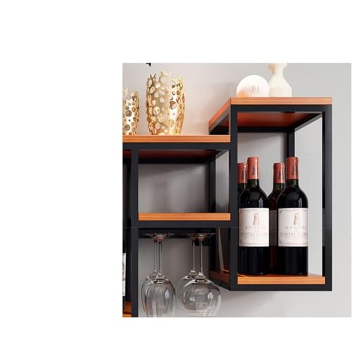 Étagère à vin suspendue réglable étagère flottante en métal avec porte-verre mural
