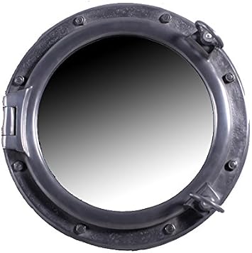 Imports Porthole Mirror 20 Inch Diameter Aluminum Finish Wall Mount
