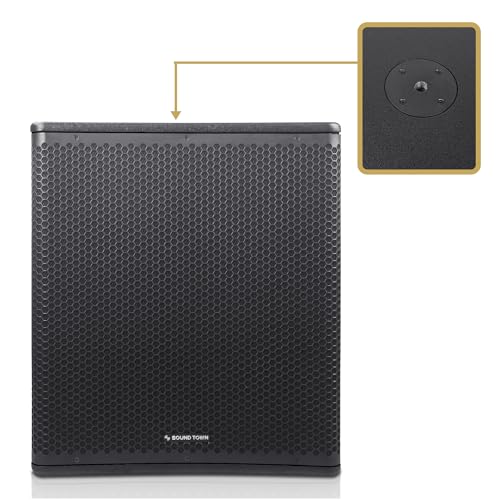 Image of Sound Town Oberon Series 18 inch 1600W Powered PA /DJ Subwoofer with Class-D Amplifier, LPF and Selectable DSP Output Modes, 4 inch Voice Coil, 100 oz Magnet, Birch Plywood, Black (OBERON-18SPW)