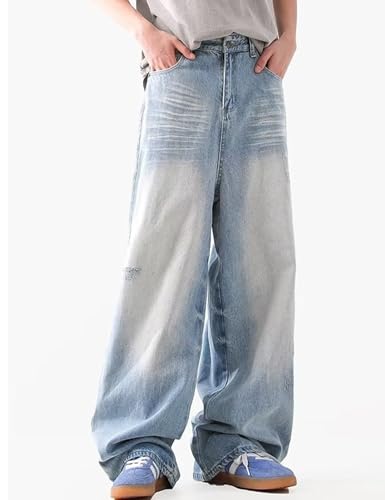 Y2k Baggy Jeans for Men Vintage Denim Plain Pants Wide Leg Loose Fit Hip Hop Skater Jeans2
