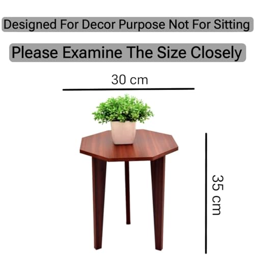 Image of Wooden Table Stool for Bedroom Living Room Corner Use Small Center Table Multipurpose Home Decoration Stool Brown Finish Compact Furniture for Sitting Display Plants Decor Use